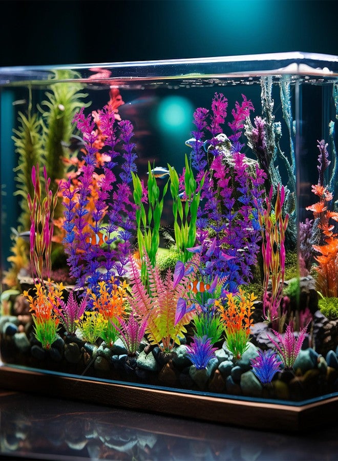 Ameliade Fish Tank Artificial Plastic Plants Decorations Large Aquarium Decor Betta Goldfish Tank Accessories Fish Bowl Ornaments（Colorful） - Image 4